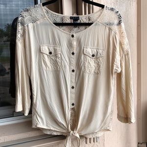 FANG Lace Back Front Tie Top